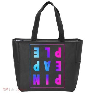 Retro Upside Down Pineapple Swinger Pastel Text Grid Tote Bag