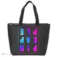 Retro Upside Down Pineapple Swinger Pastel Text Grid Tote Bag thumb 0