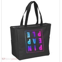 Retro Upside Down Pineapple Swinger Pastel Text Grid Tote Bag thumb 2