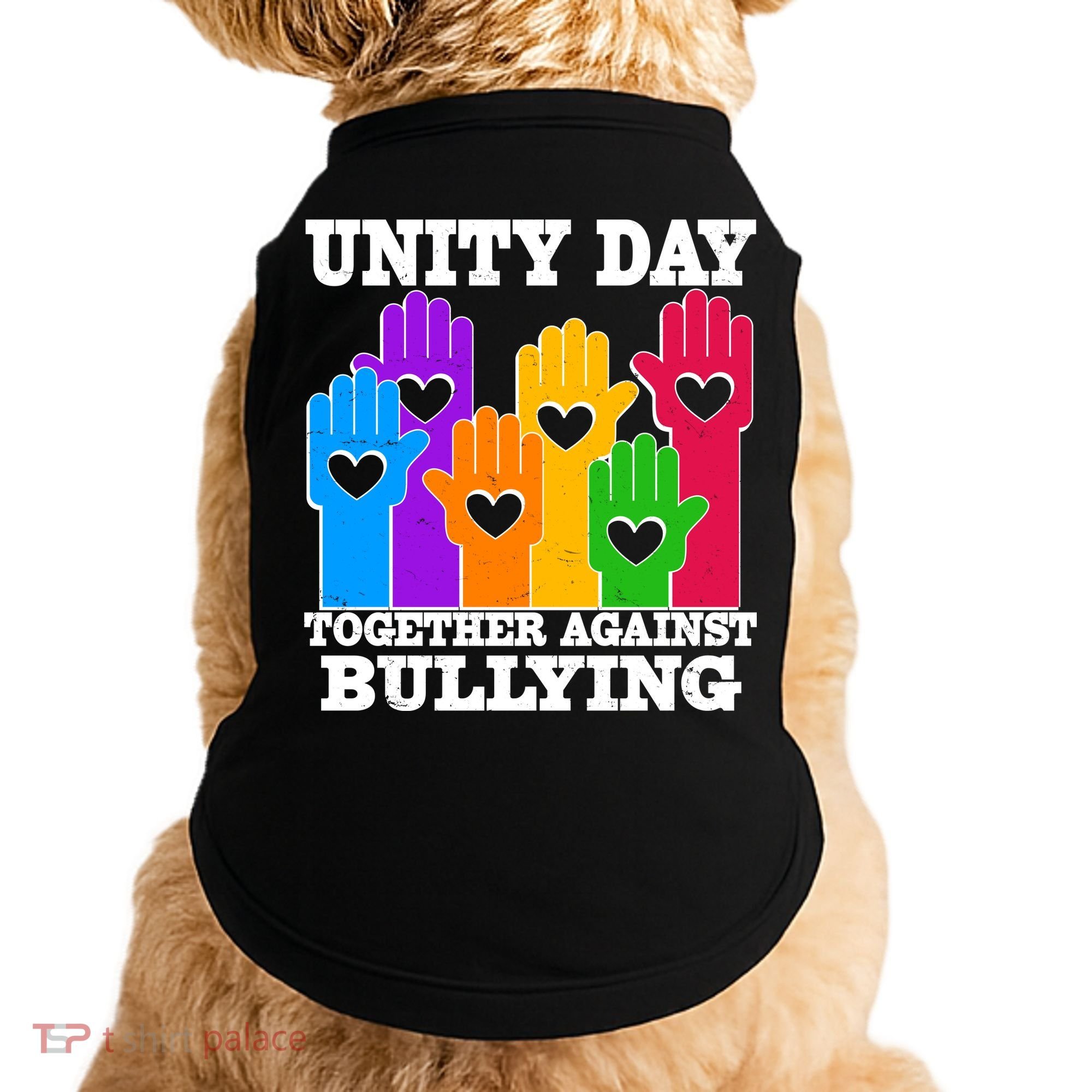 Retro Unity Day Together Against Bullying Raised Hands Doggie Tank