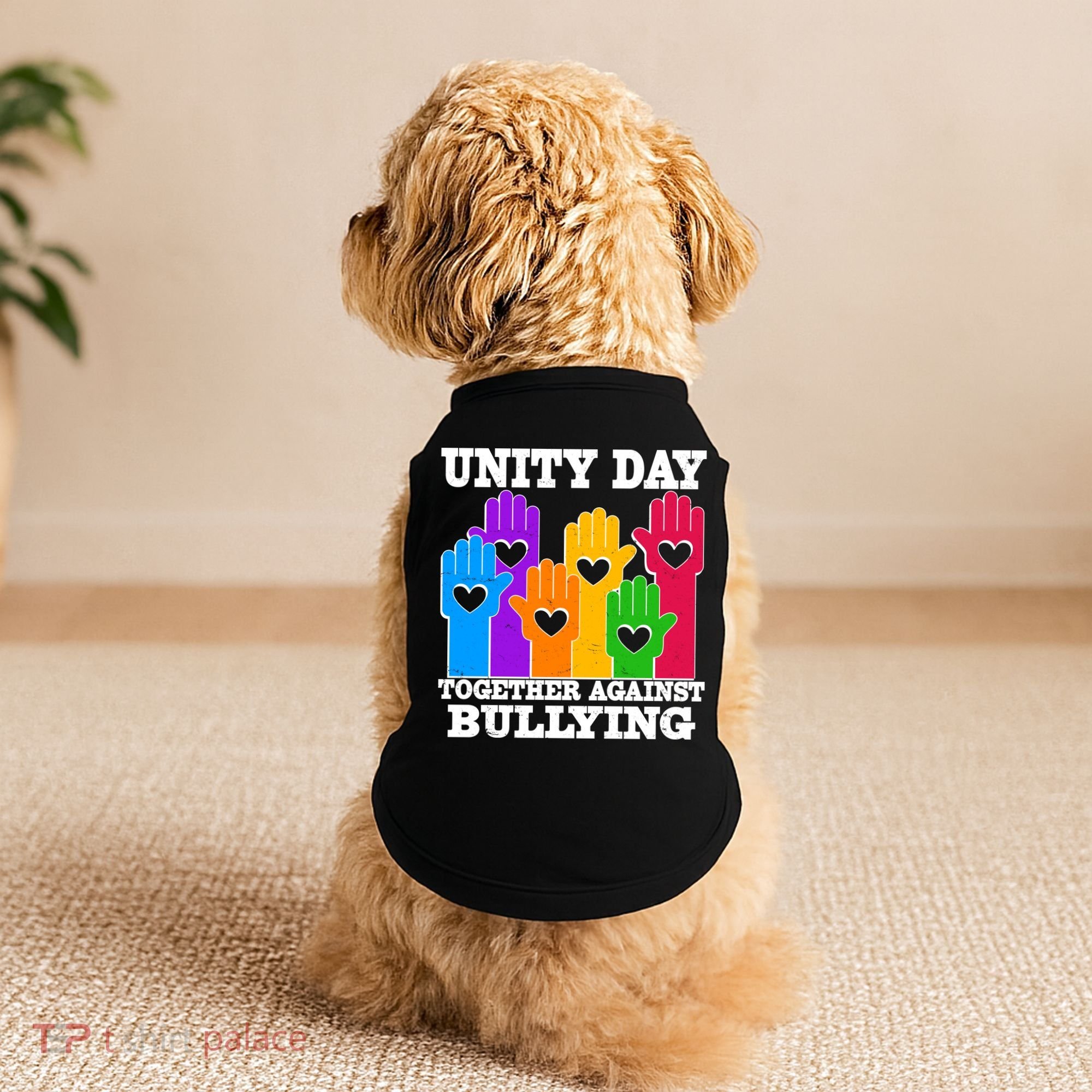 Retro Unity Day Together Against Bullying Raised Hands Doggie Tank