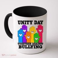 Retro Unity Day Together Against Bullying Raised Hands Coffee Mug thumb 0