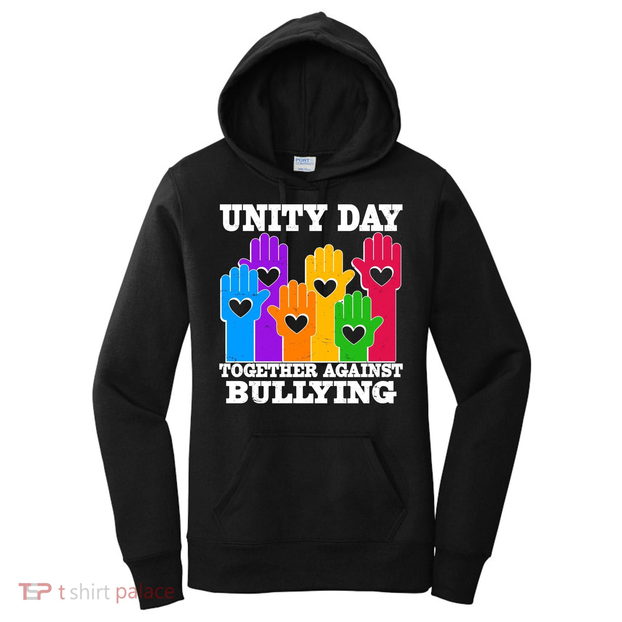 Retro Unity Day Together Against Bullying Raised Hands Women's Hoodie