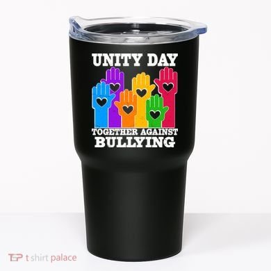 Retro Unity Day Together Against Bullying Raised Hands Tumbler