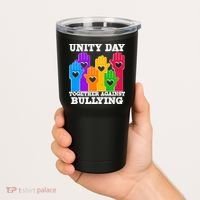 Retro Unity Day Together Against Bullying Raised Hands Tumbler thumb 2