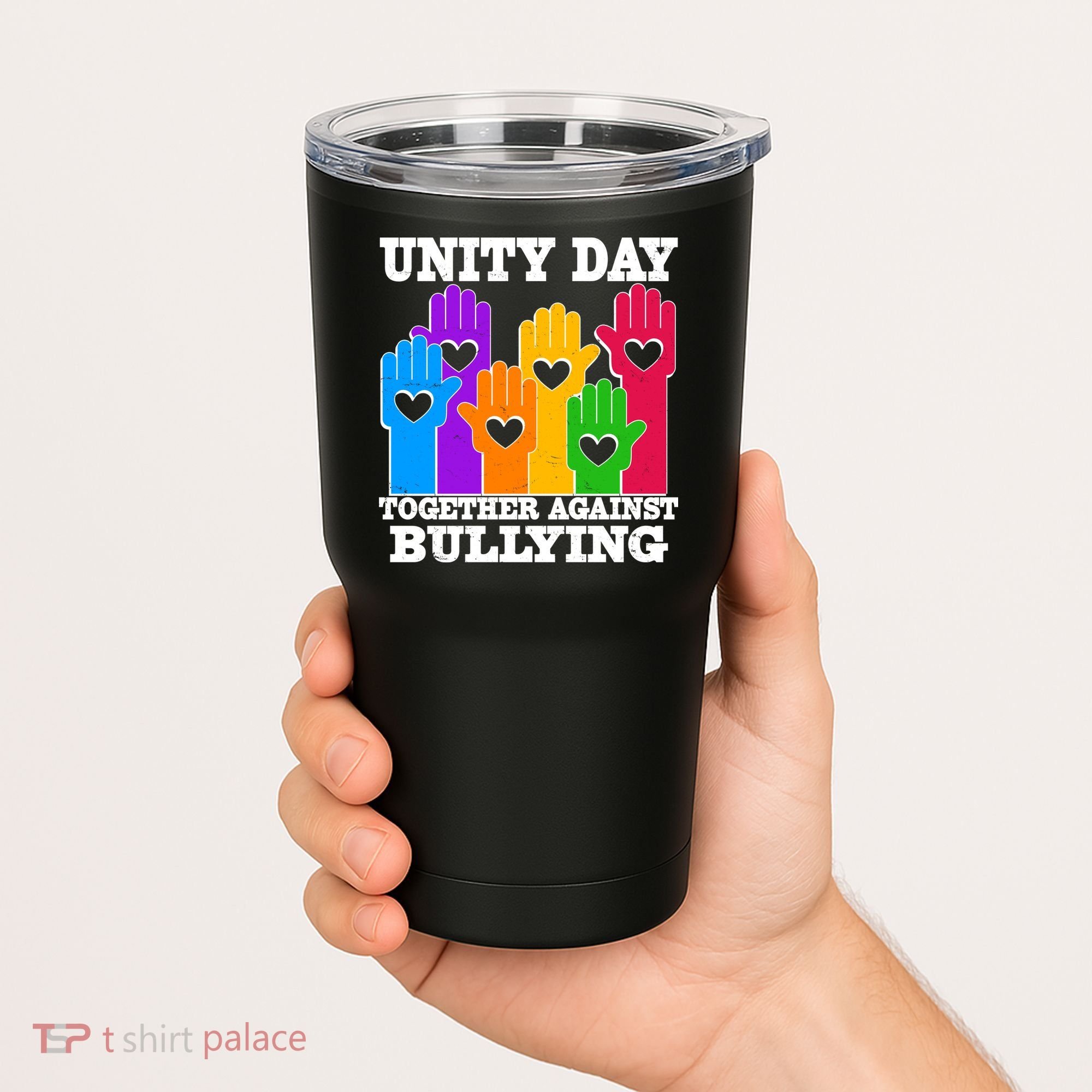 Retro Unity Day Together Against Bullying Raised Hands Tumbler
