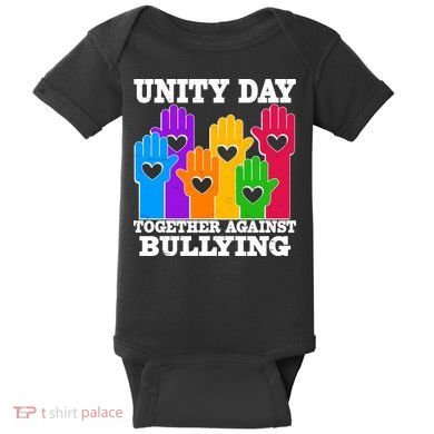 Retro Unity Day Together Against Bullying Raised Hands Baby Bodysuit