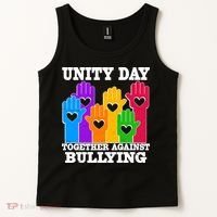 Retro Unity Day Together Against Bullying Raised Hands Tank Top thumb 2