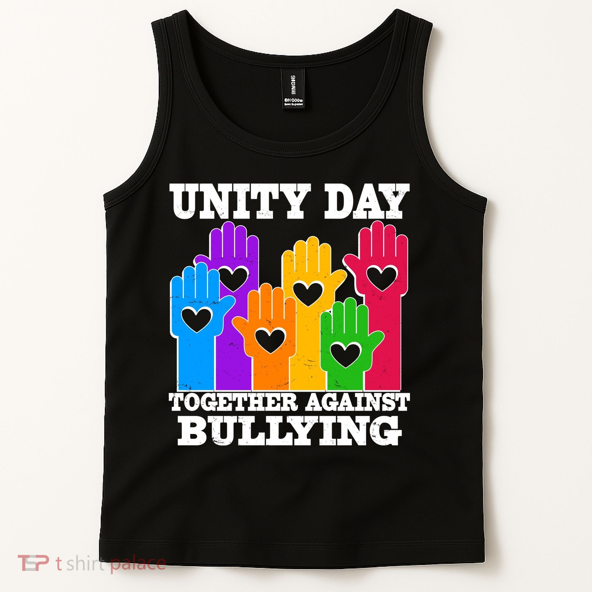 Retro Unity Day Together Against Bullying Raised Hands Tank Top