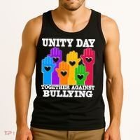 Retro Unity Day Together Against Bullying Raised Hands Tank Top thumb 3
