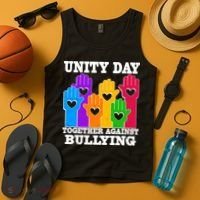 Retro Unity Day Together Against Bullying Raised Hands Tank Top thumb 4