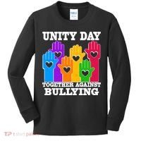 Retro Unity Day Together Against Bullying Raised Hands Kids Long Sleeve Shirt thumb 0