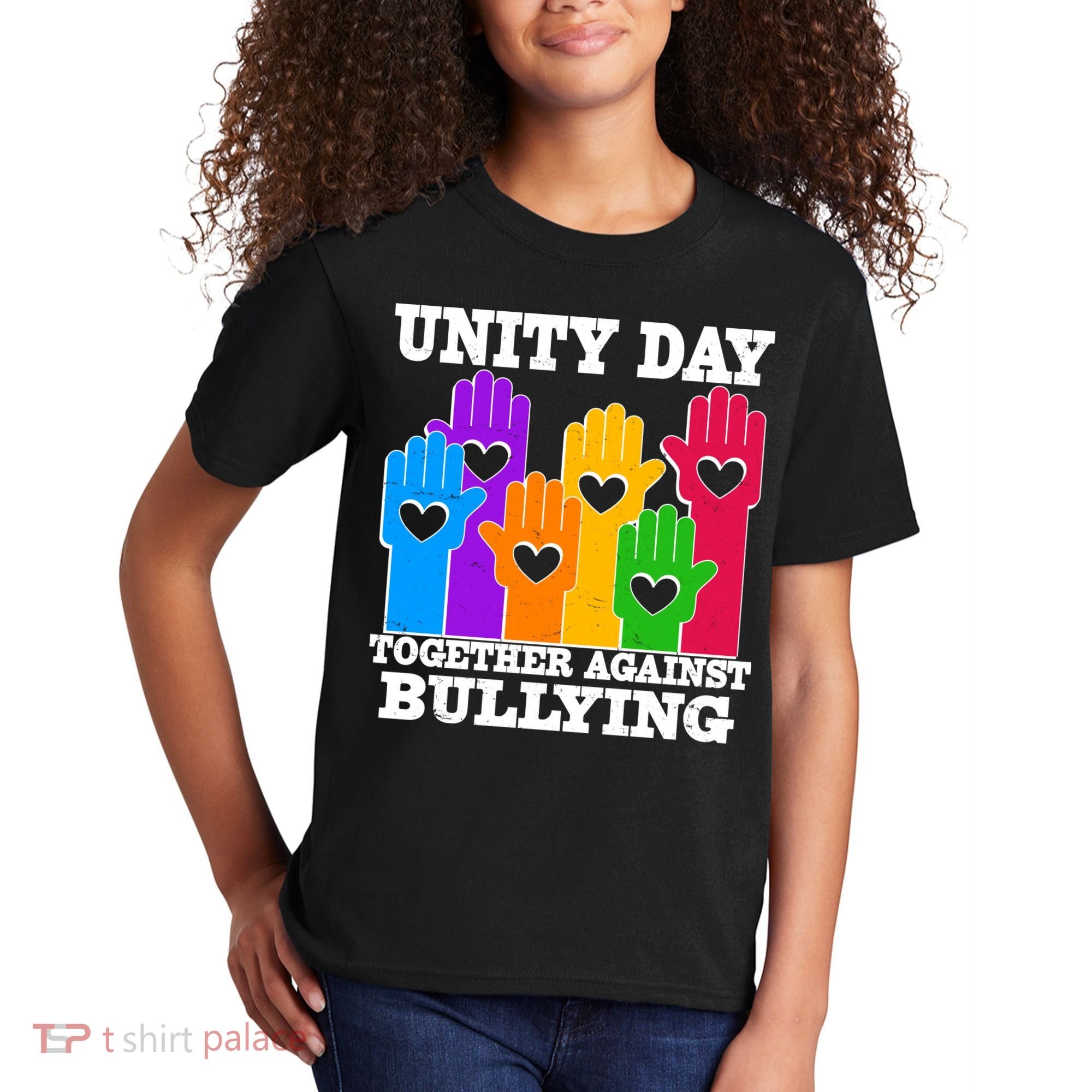 Retro Unity Day Together Against Bullying Raised Hands Kids T-Shirt