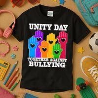 Retro Unity Day Together Against Bullying Raised Hands Kids T-Shirt thumb 3