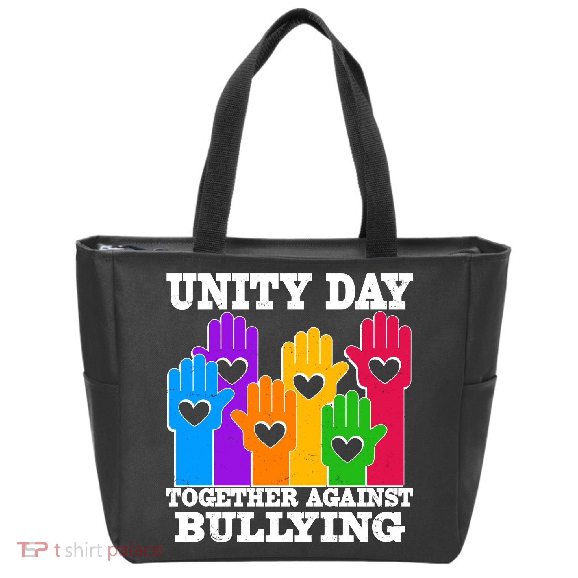 Retro Unity Day Together Against Bullying Raised Hands Tote Bag
