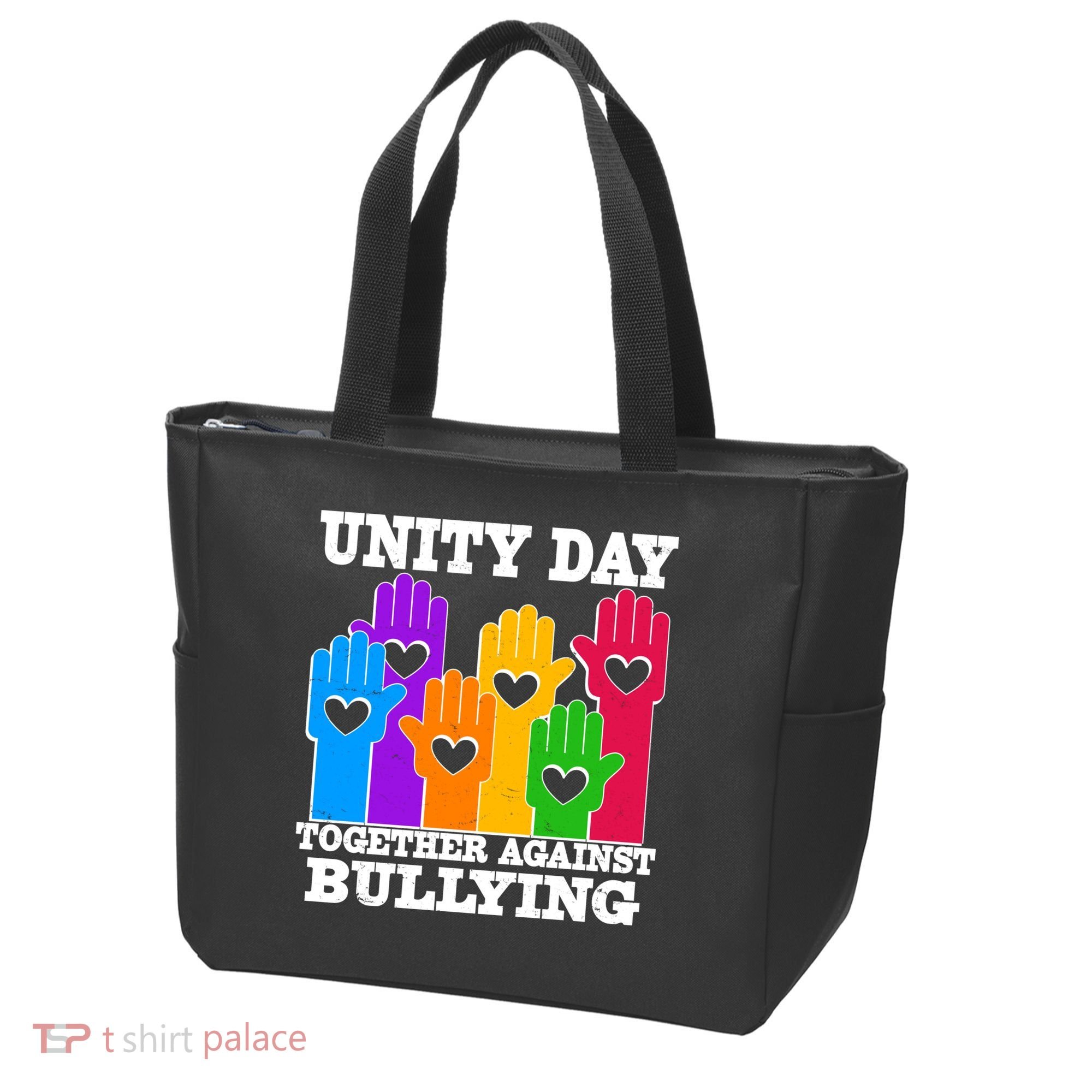 Retro Unity Day Together Against Bullying Raised Hands Tote Bag