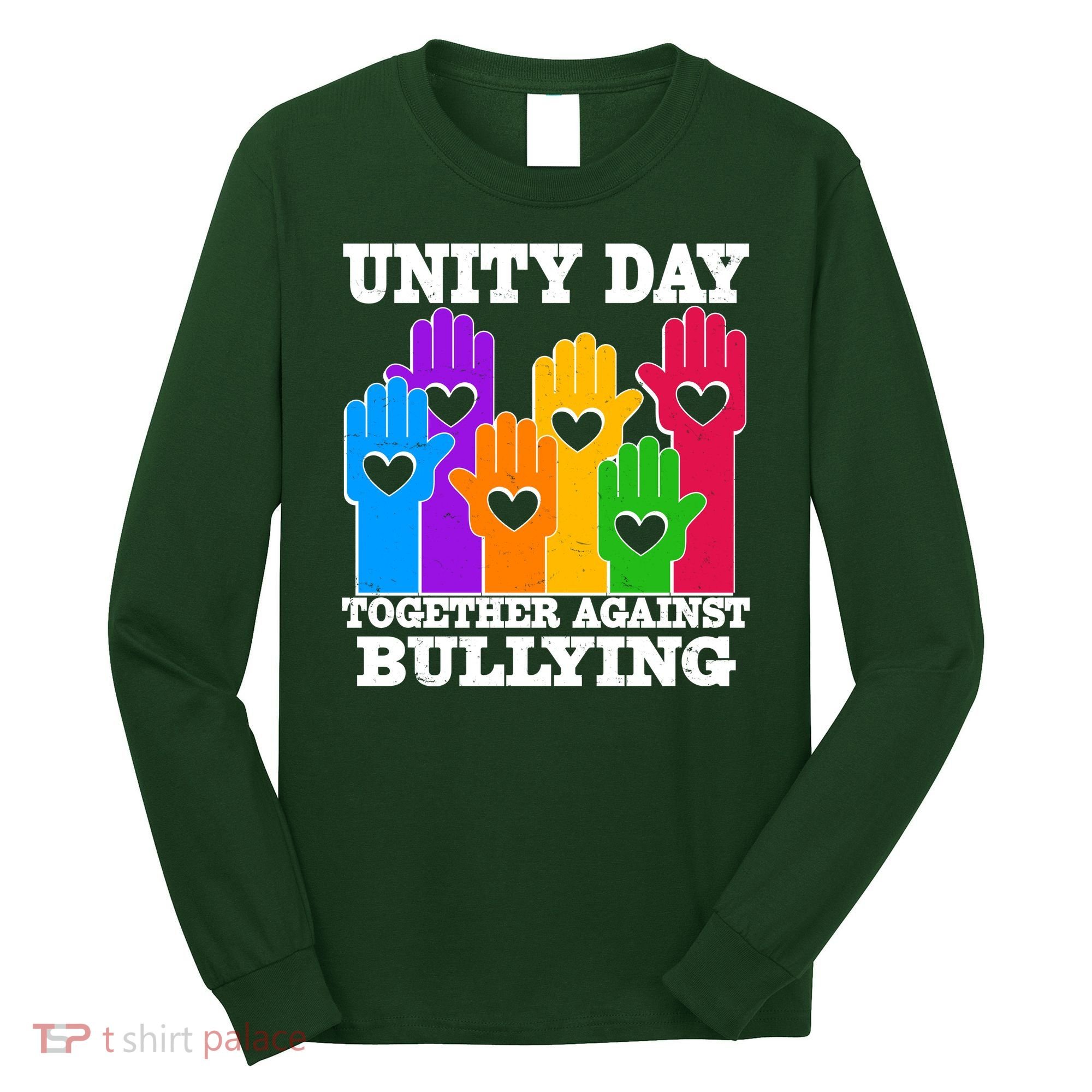 Retro Unity Day Together Against Bullying Raised Hands Long Sleeve Shirt