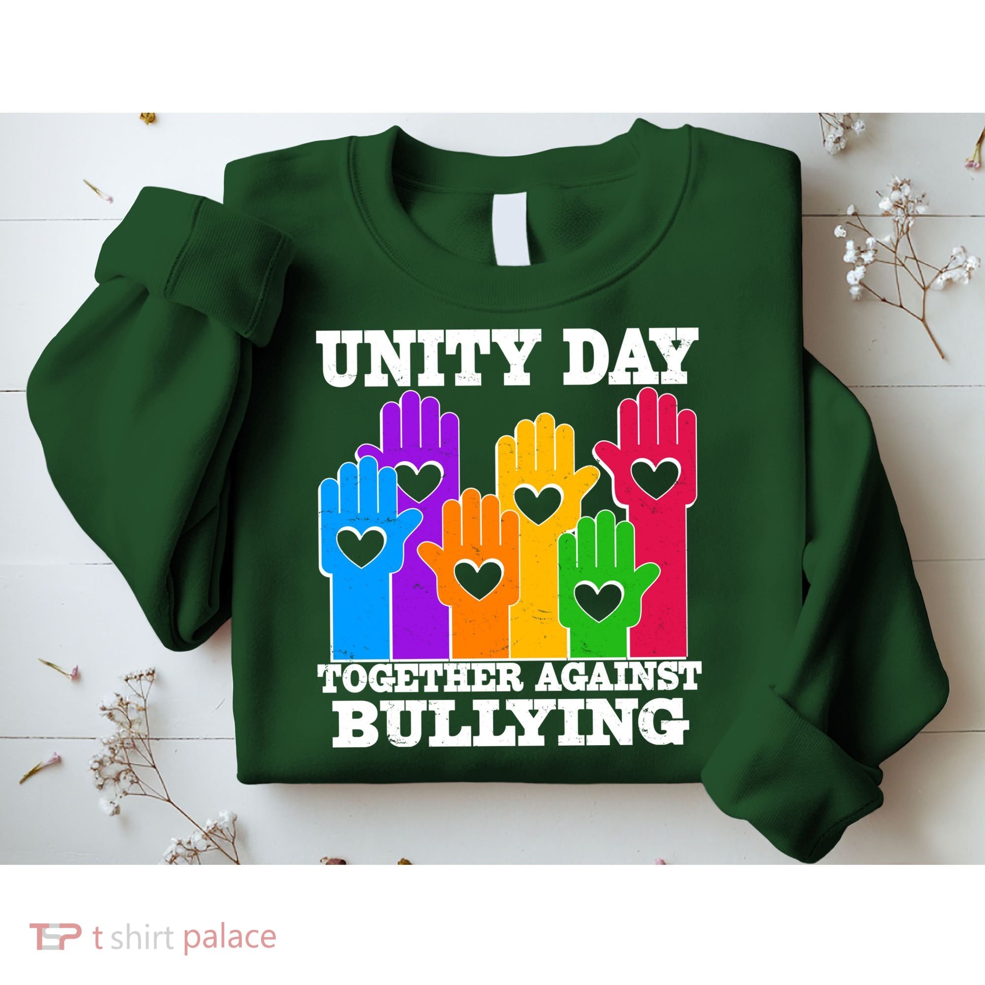 Retro Unity Day Together Against Bullying Raised Hands Sweatshirt