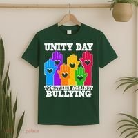 Retro Unity Day Together Against Bullying Raised Hands T-Shirt thumb 2