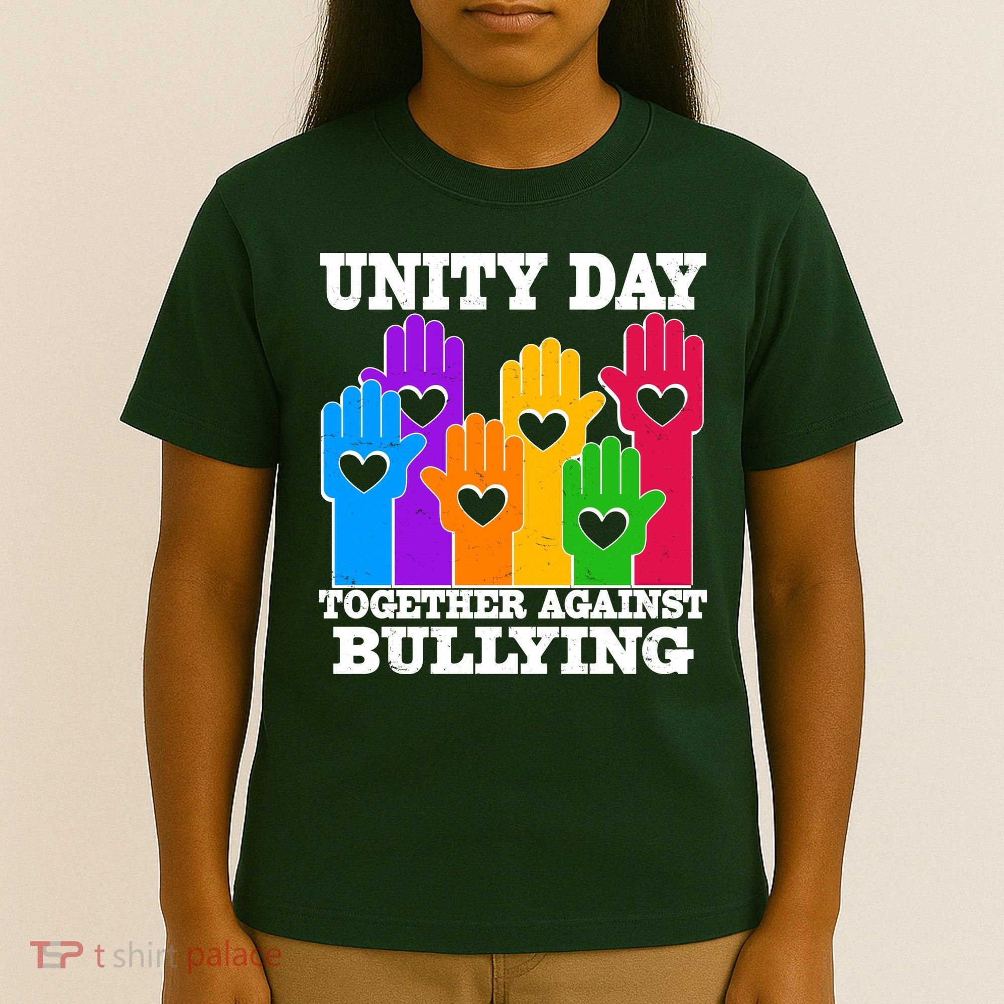 Retro Unity Day Together Against Bullying Raised Hands T-Shirt