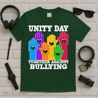 Retro Unity Day Together Against Bullying Raised Hands T-Shirt thumb 5