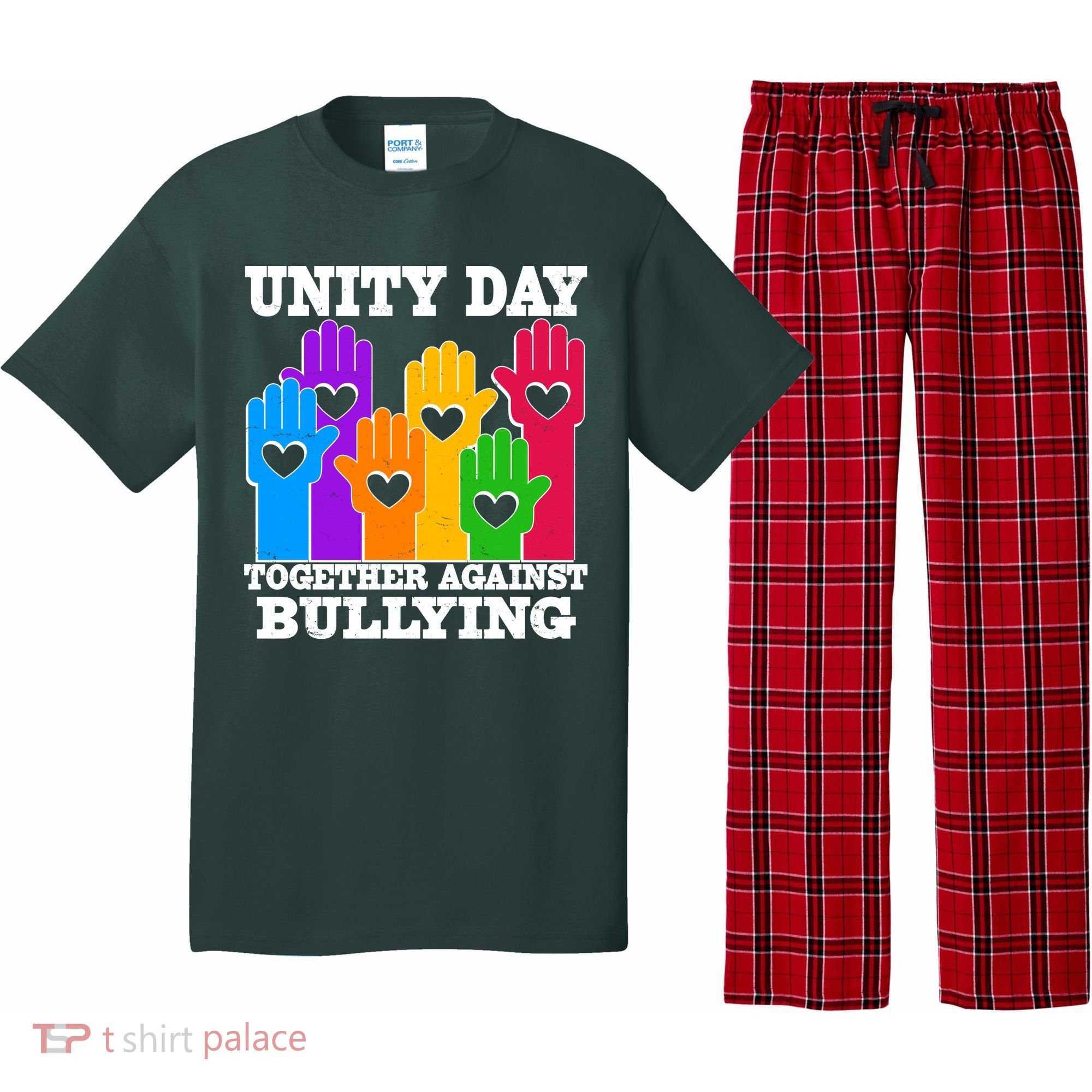 Retro Unity Day Together Against Bullying Raised Hands Pajama Set