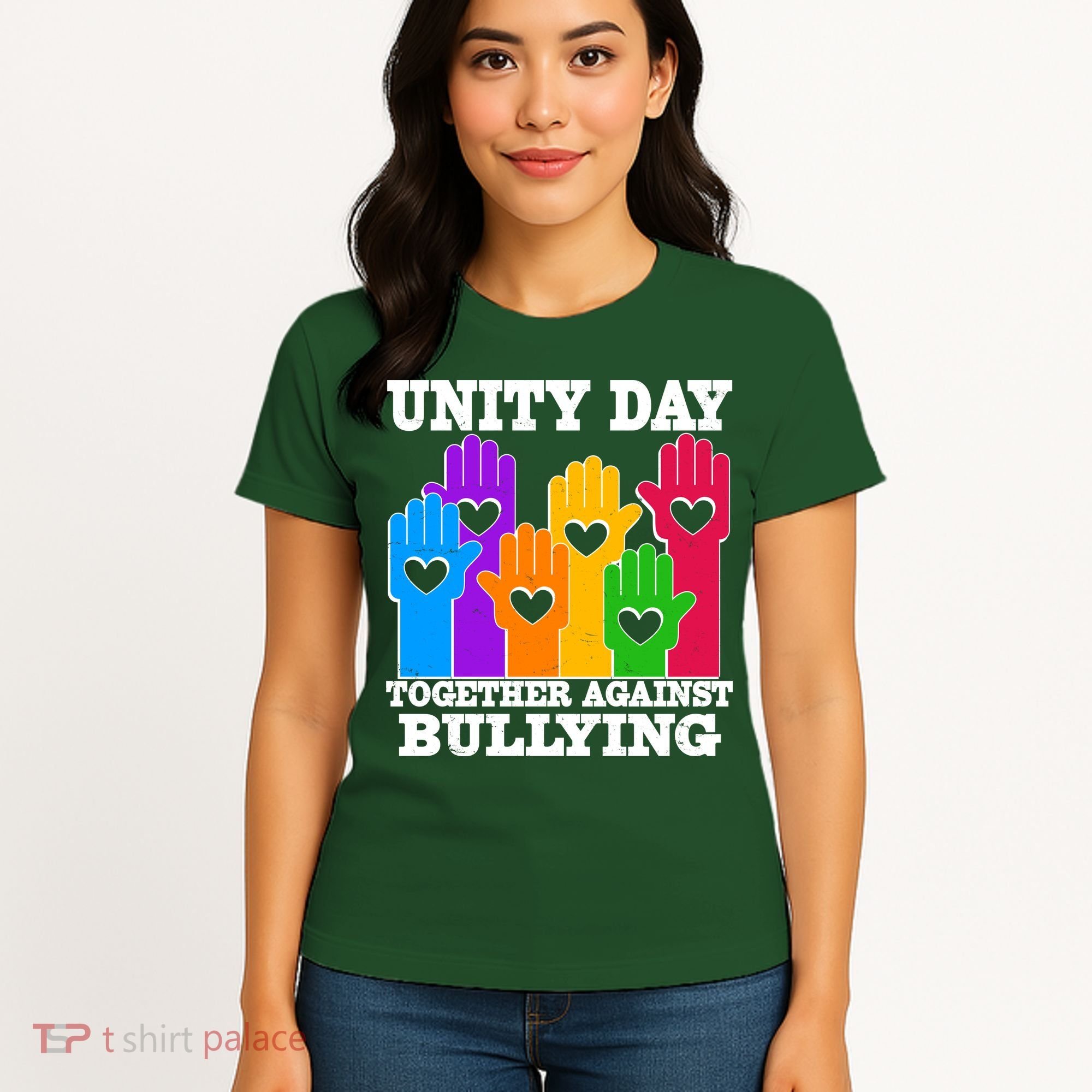 Retro Unity Day Together Against Bullying Raised Hands Women's T-Shirt