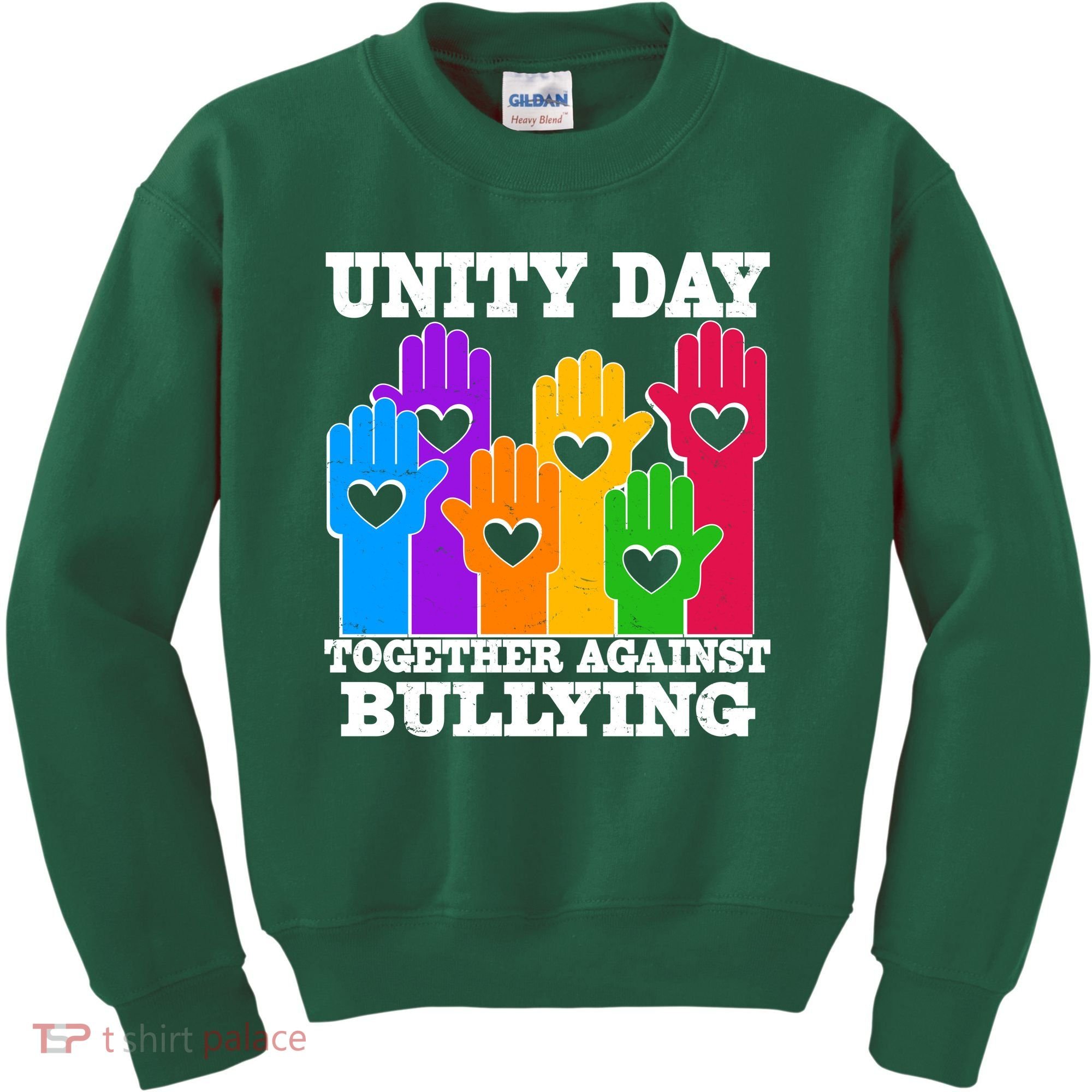 Retro Unity Day Together Against Bullying Raised Hands Kids Sweatshirt