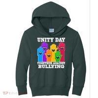 Retro Unity Day Together Against Bullying Raised Hands Kids Hoodie thumb 0