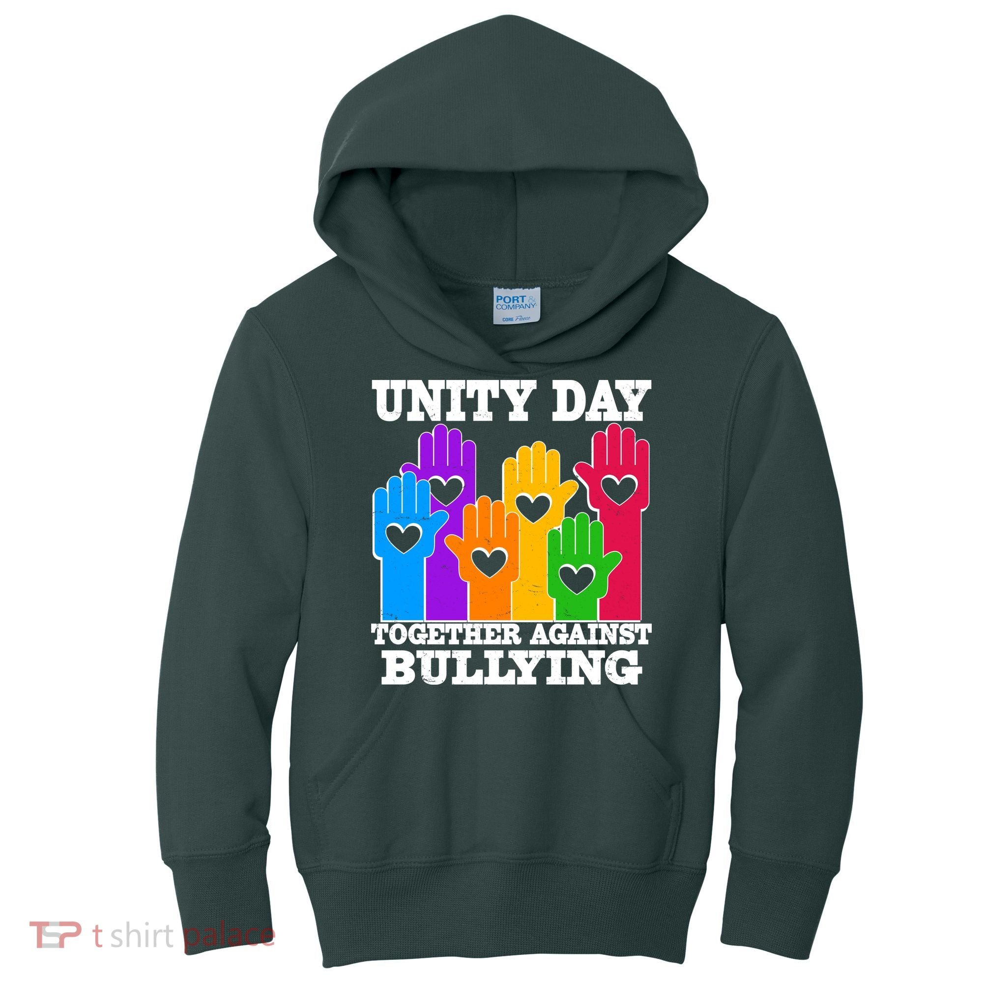 Retro Unity Day Together Against Bullying Raised Hands Kids Hoodie