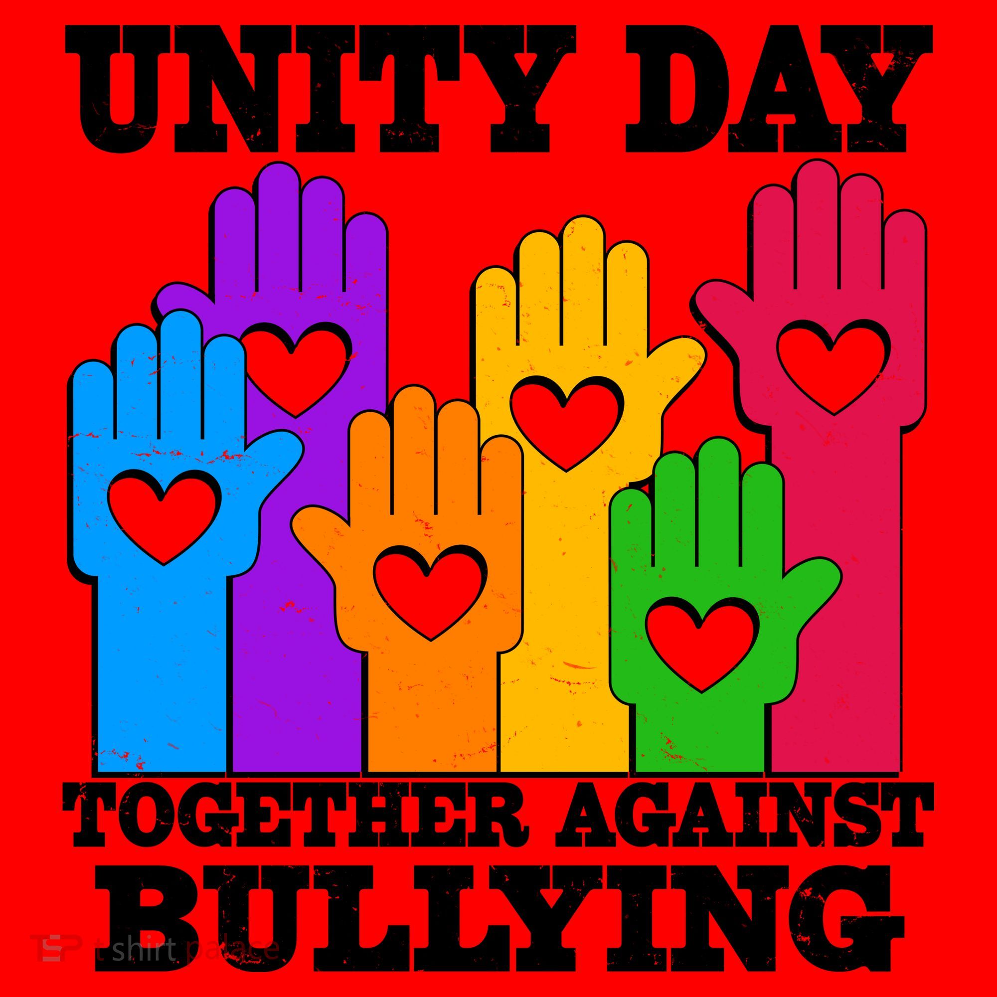 Retro Unity Day Together Against Bullying Raised Hands Santa Hat