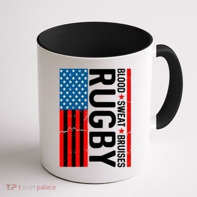 Rugby USA Flag Blood Sweat Bruises Coffee Mug back