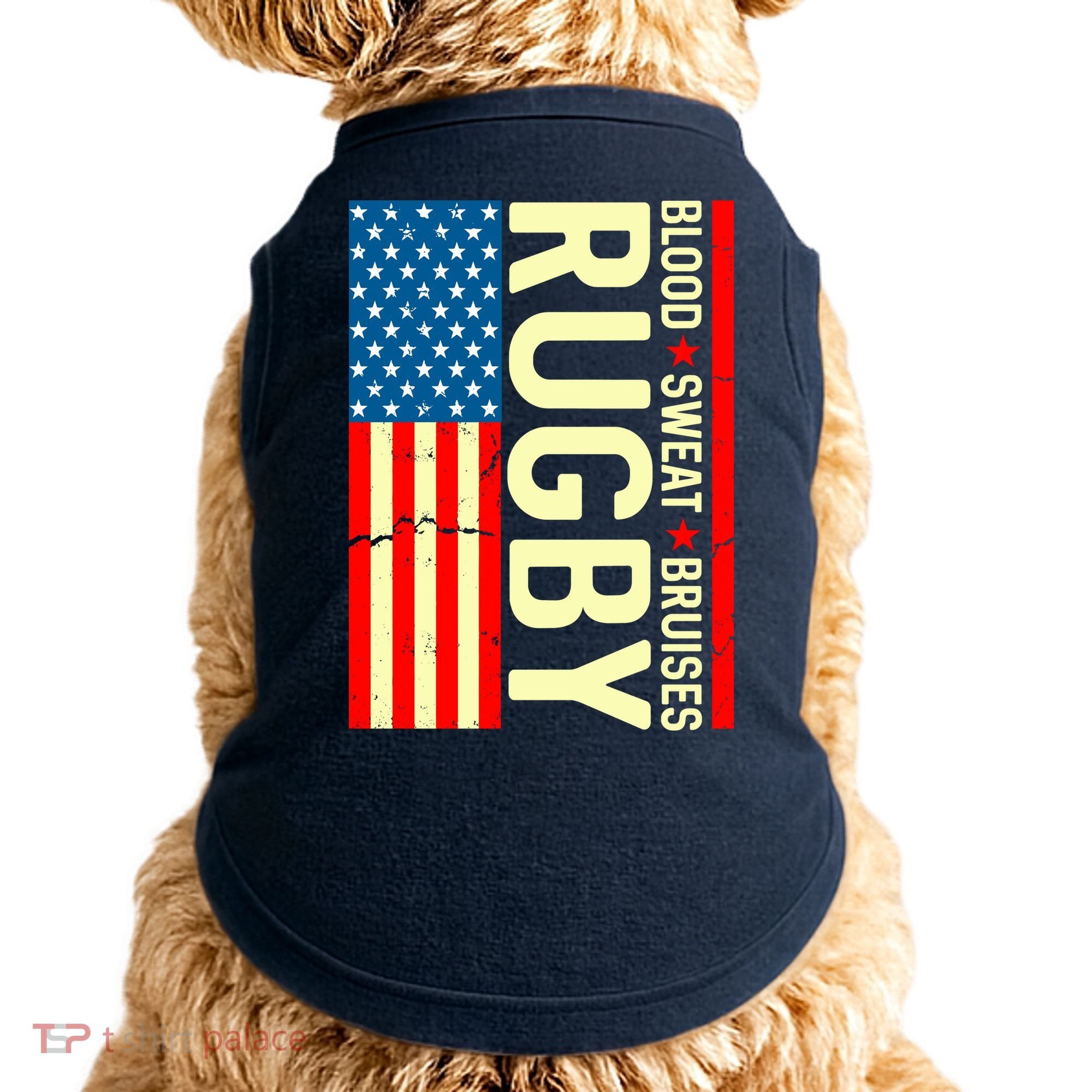 Rugby USA Flag Blood Sweat Bruises Doggie Tank