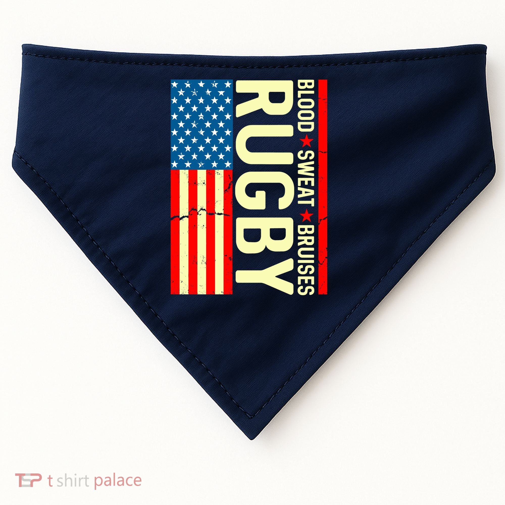 Rugby USA Flag Blood Sweat Bruises USA-Made Doggie Bandana