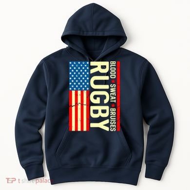 Rugby USA Flag Blood Sweat Bruises Hoodie