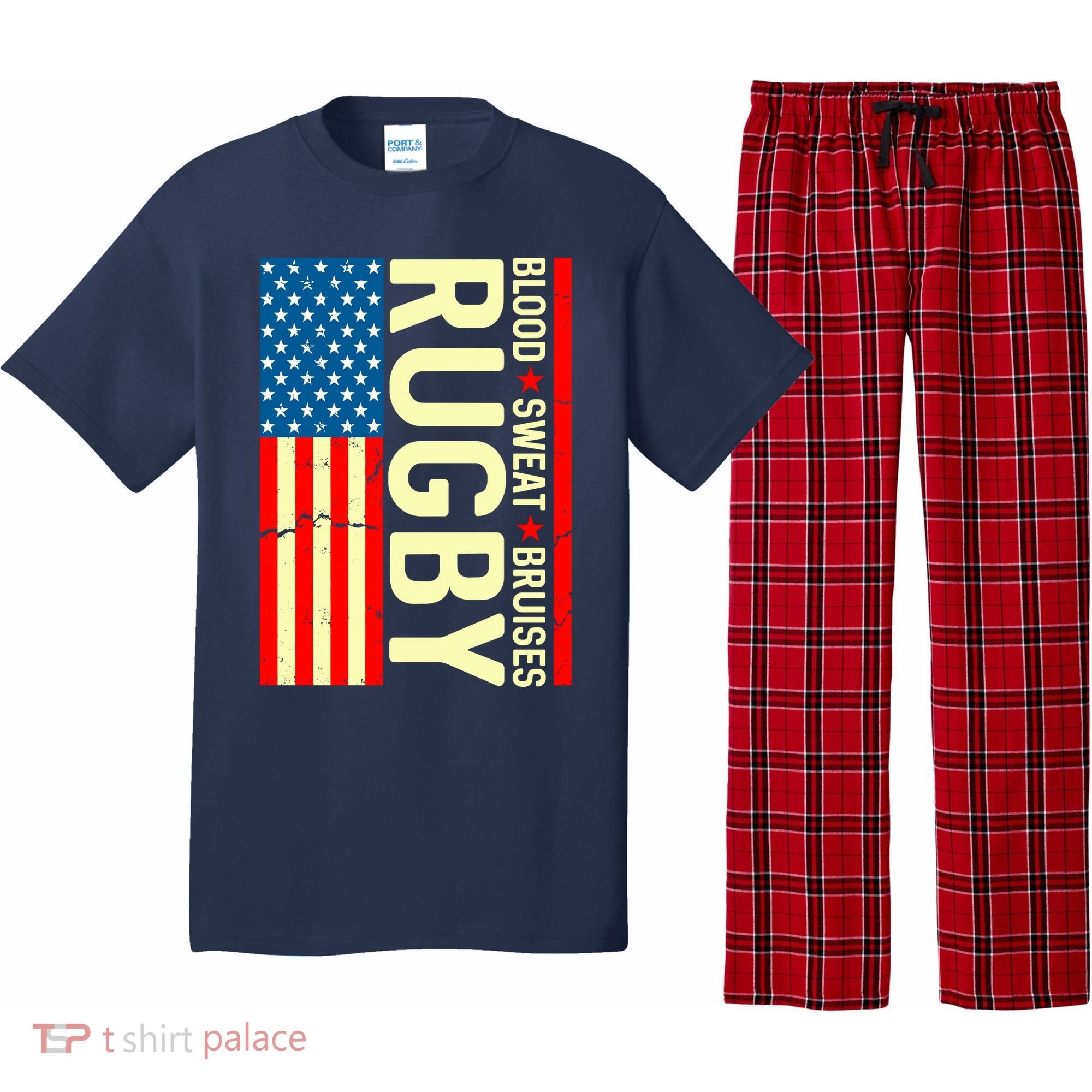 Rugby USA Flag Blood Sweat Bruises Pajama Set