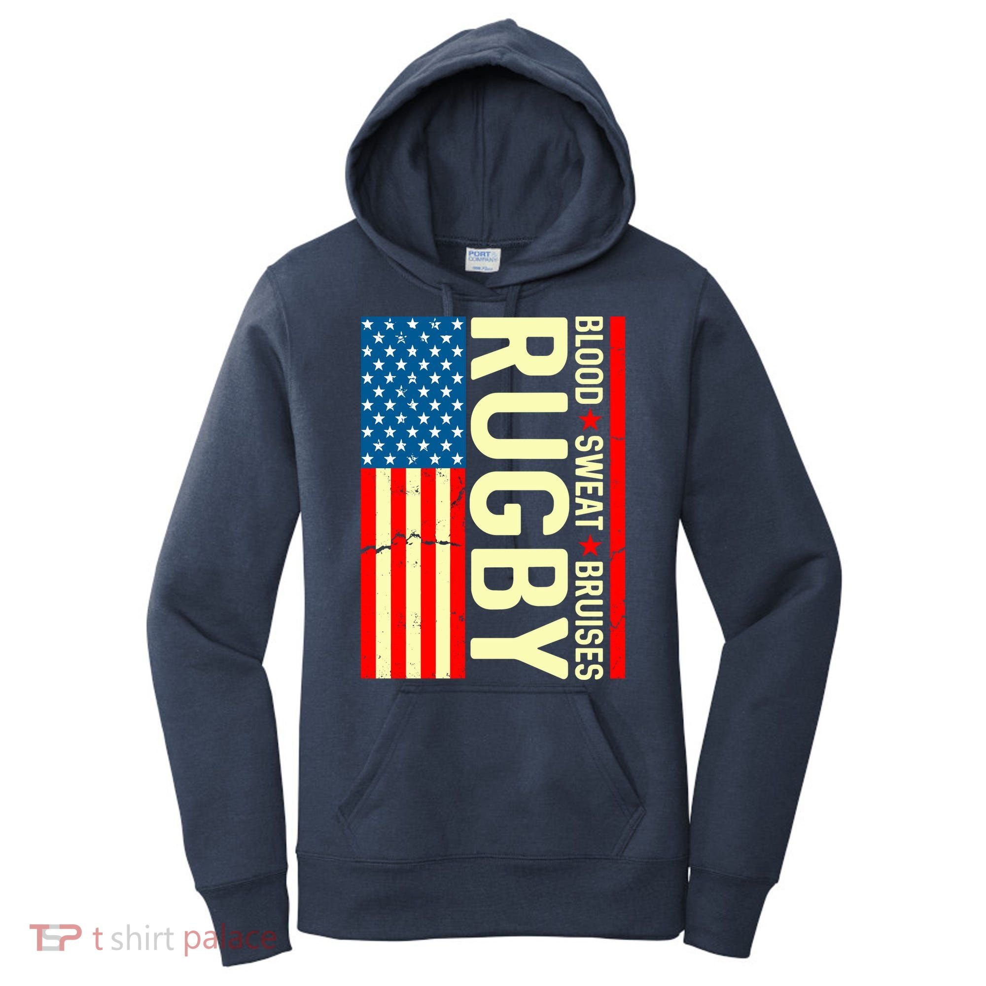 Rugby USA Flag Blood Sweat Bruises Women's Hoodie