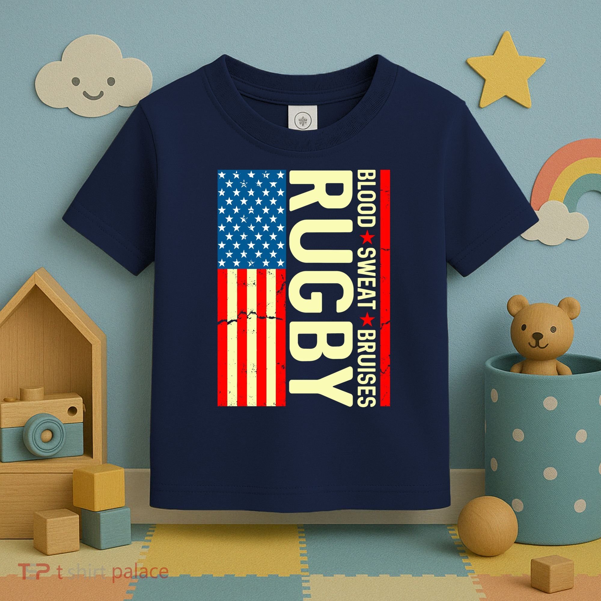 Rugby USA Flag Blood Sweat Bruises Toddler T-Shirt