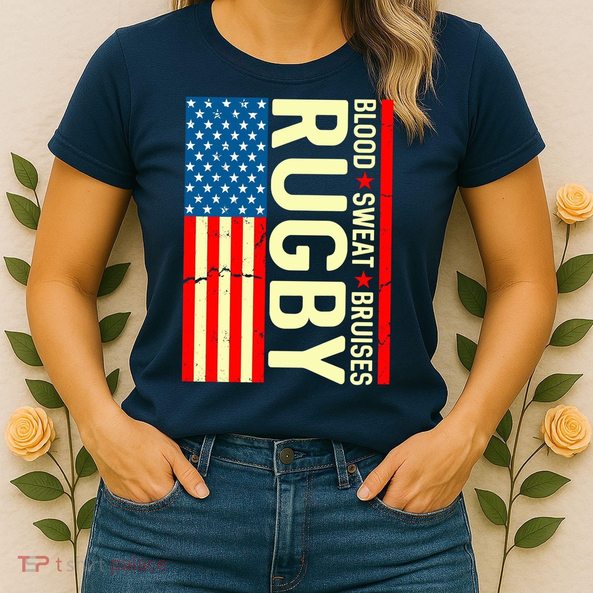 Rugby USA Flag Blood Sweat Bruises Women's T-Shirt