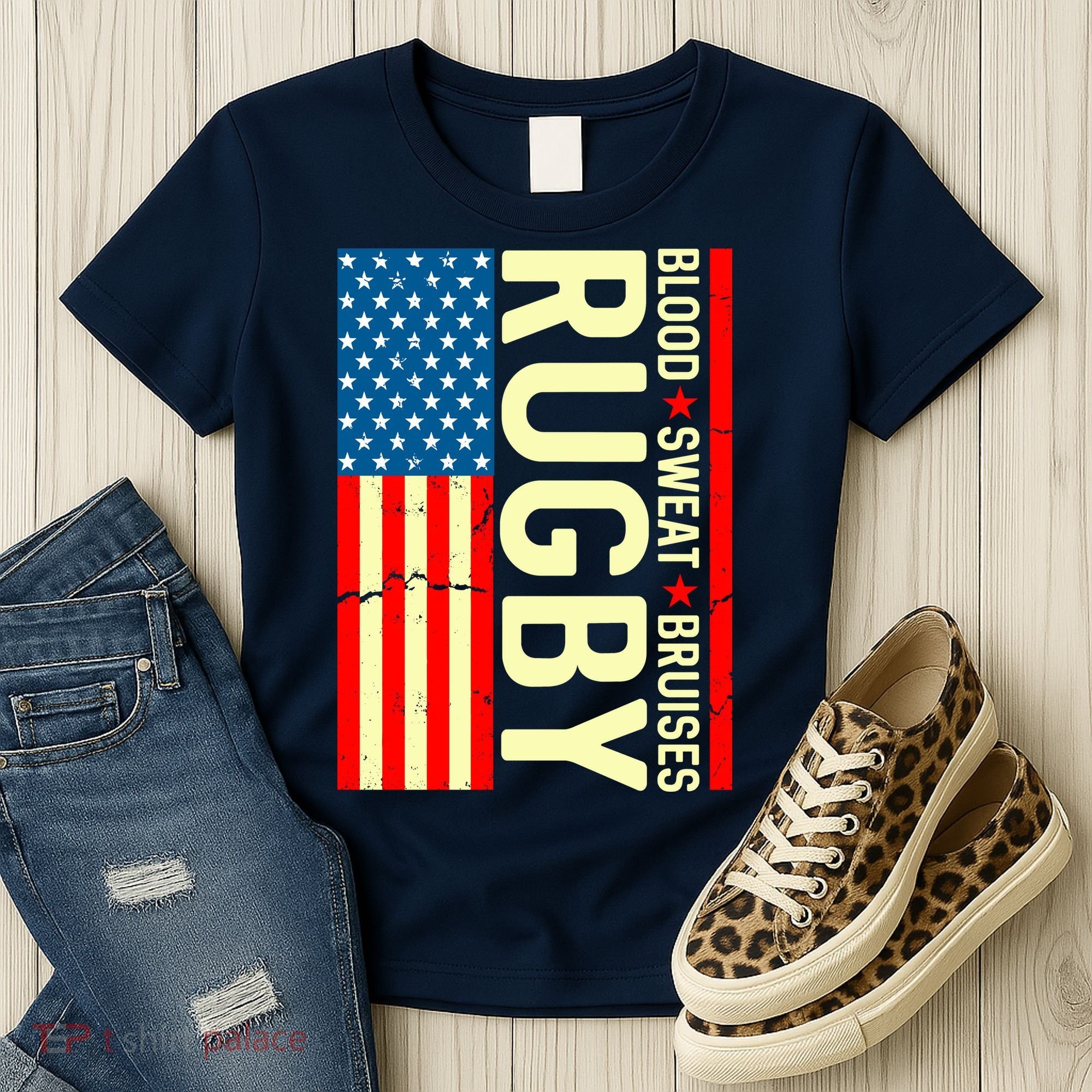 Rugby USA Flag Blood Sweat Bruises Women's T-Shirt