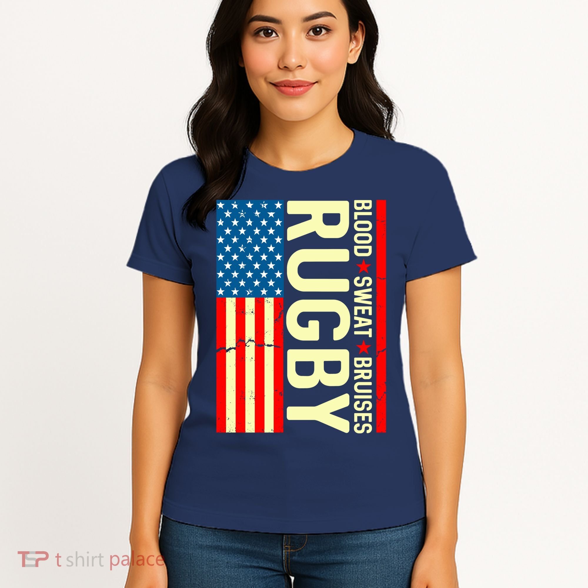 Rugby USA Flag Blood Sweat Bruises Women's T-Shirt