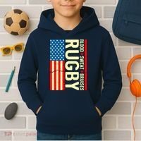 Rugby USA Flag Blood Sweat Bruises Kids Hoodie thumb 2