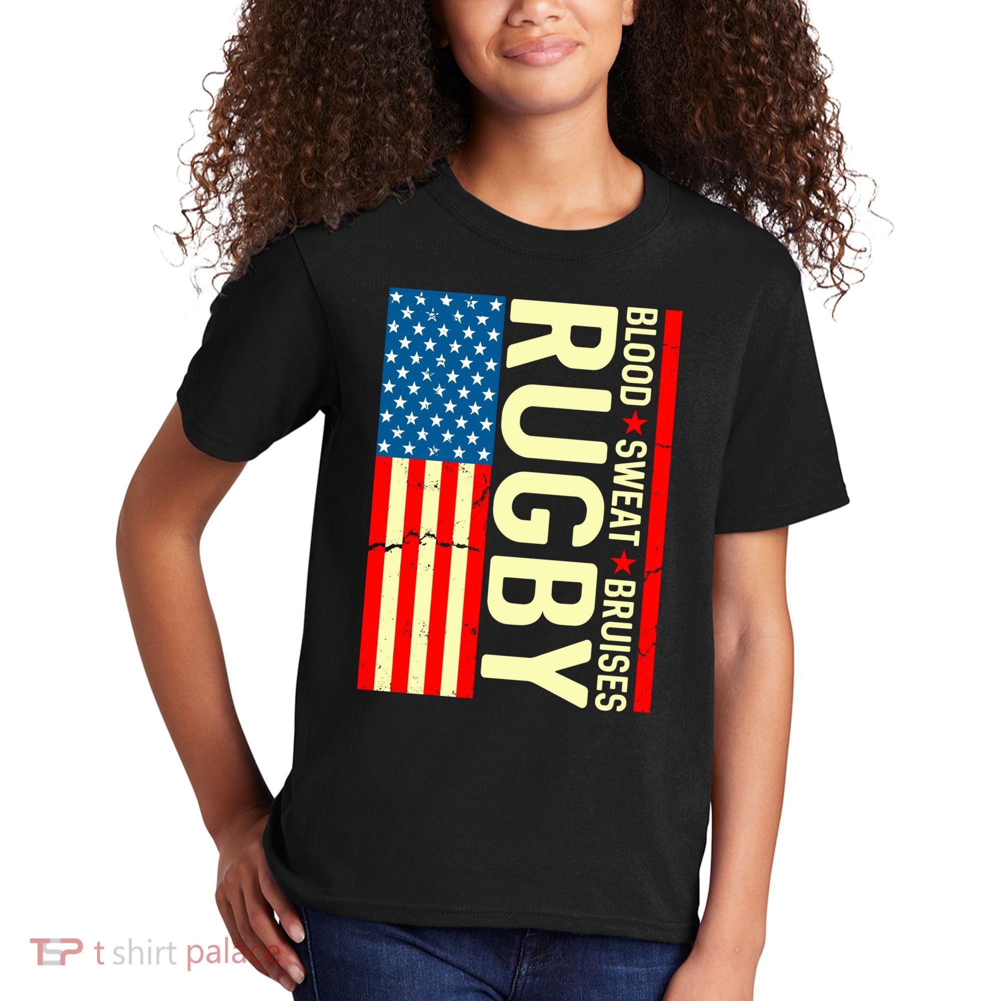Rugby USA Flag Blood Sweat Bruises Kids T-Shirt