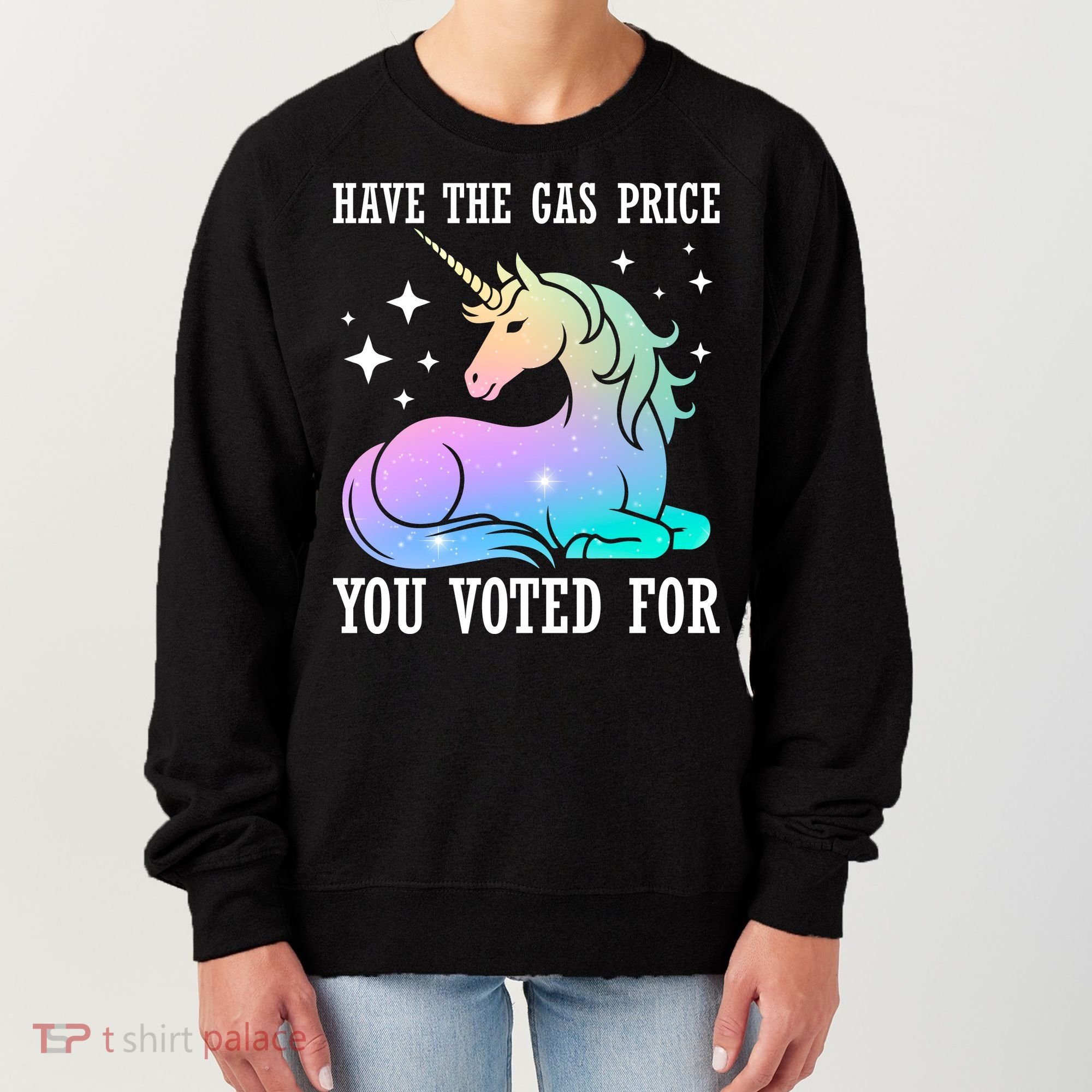 Rainbow Unicorn Gas Price Funny Liberal Women's Sweatshirt