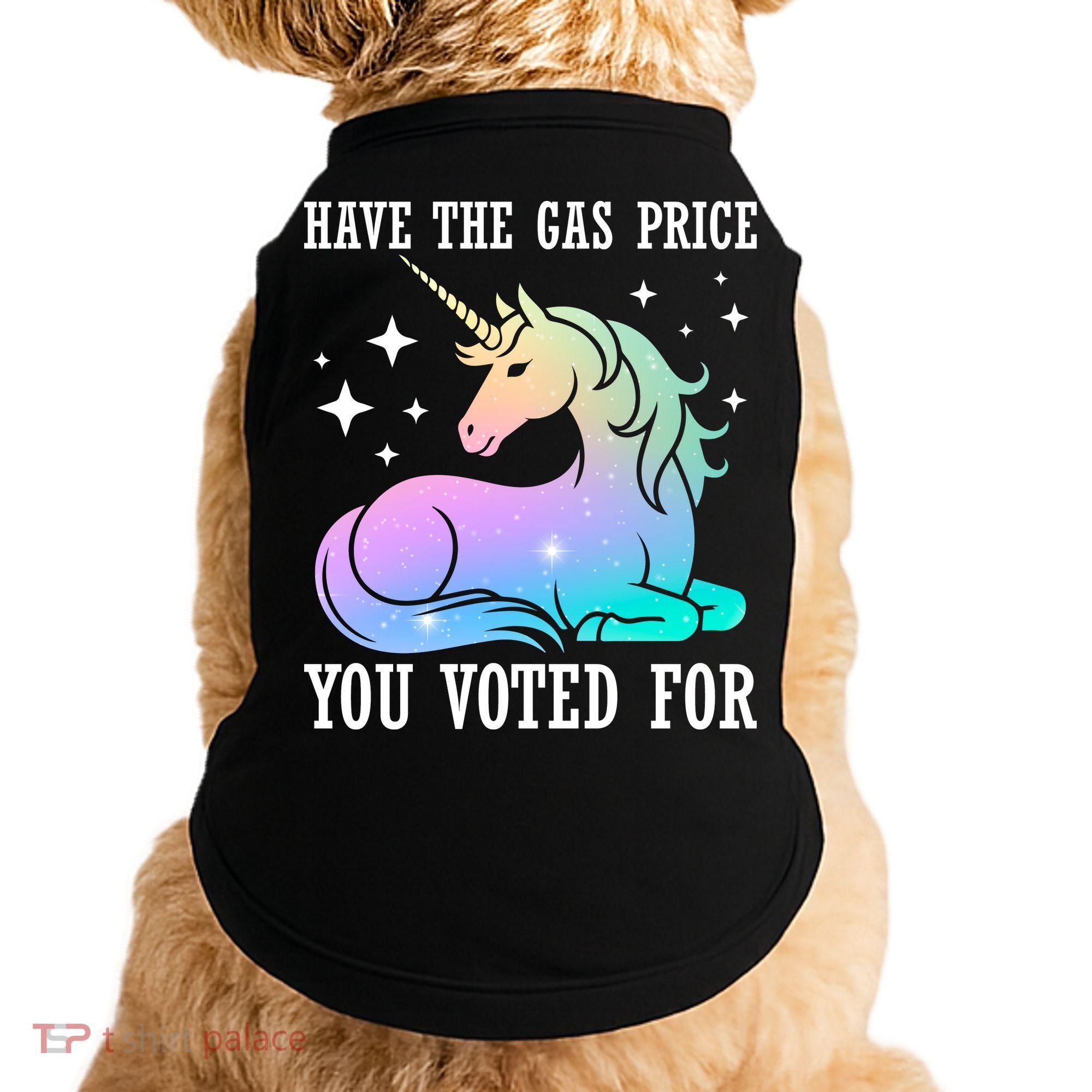 Rainbow Unicorn Gas Price Funny Liberal Doggie Tank