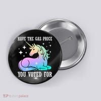 Rainbow Unicorn Gas Price Funny Liberal Button thumb 0