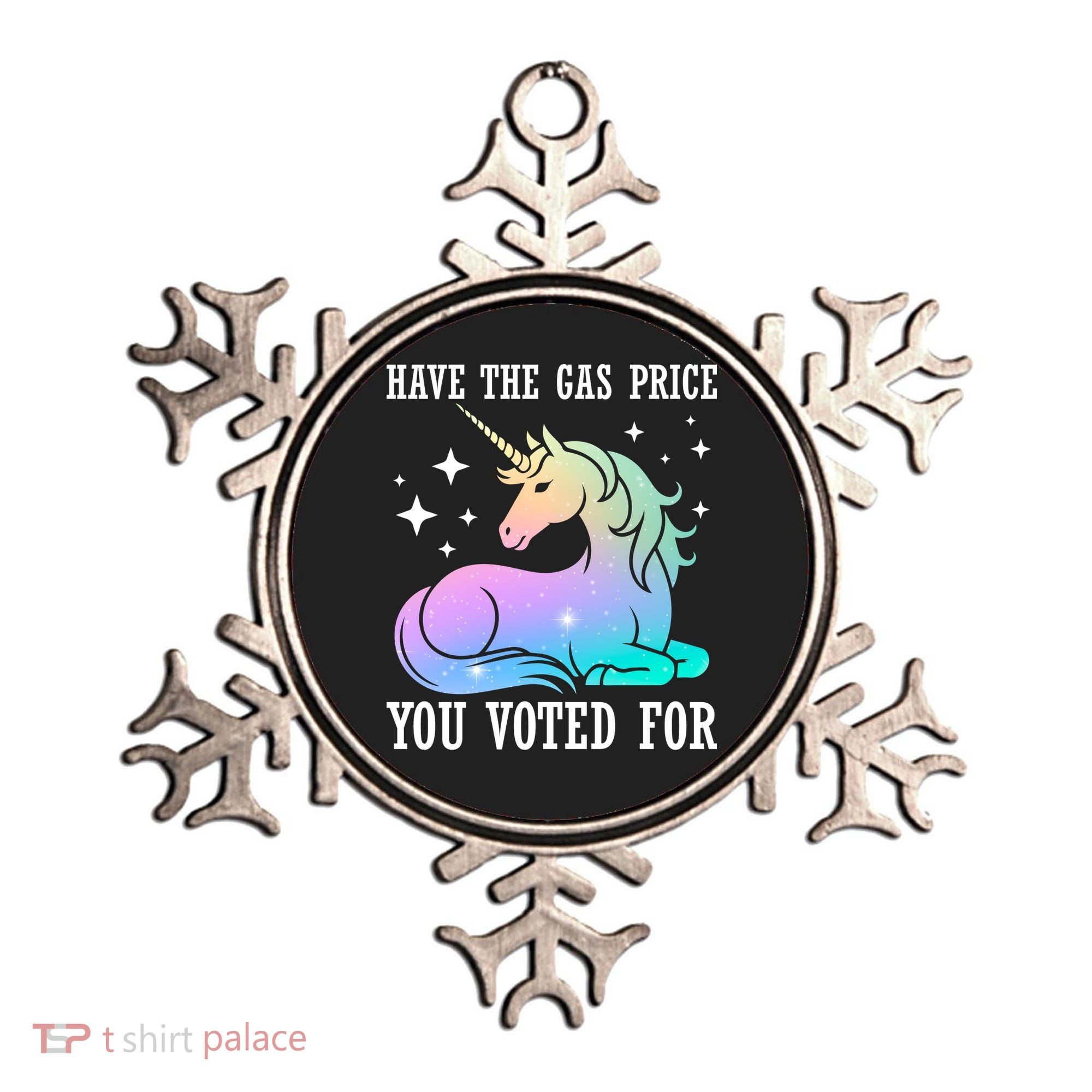 Rainbow Unicorn Gas Price Funny Liberal Ornament