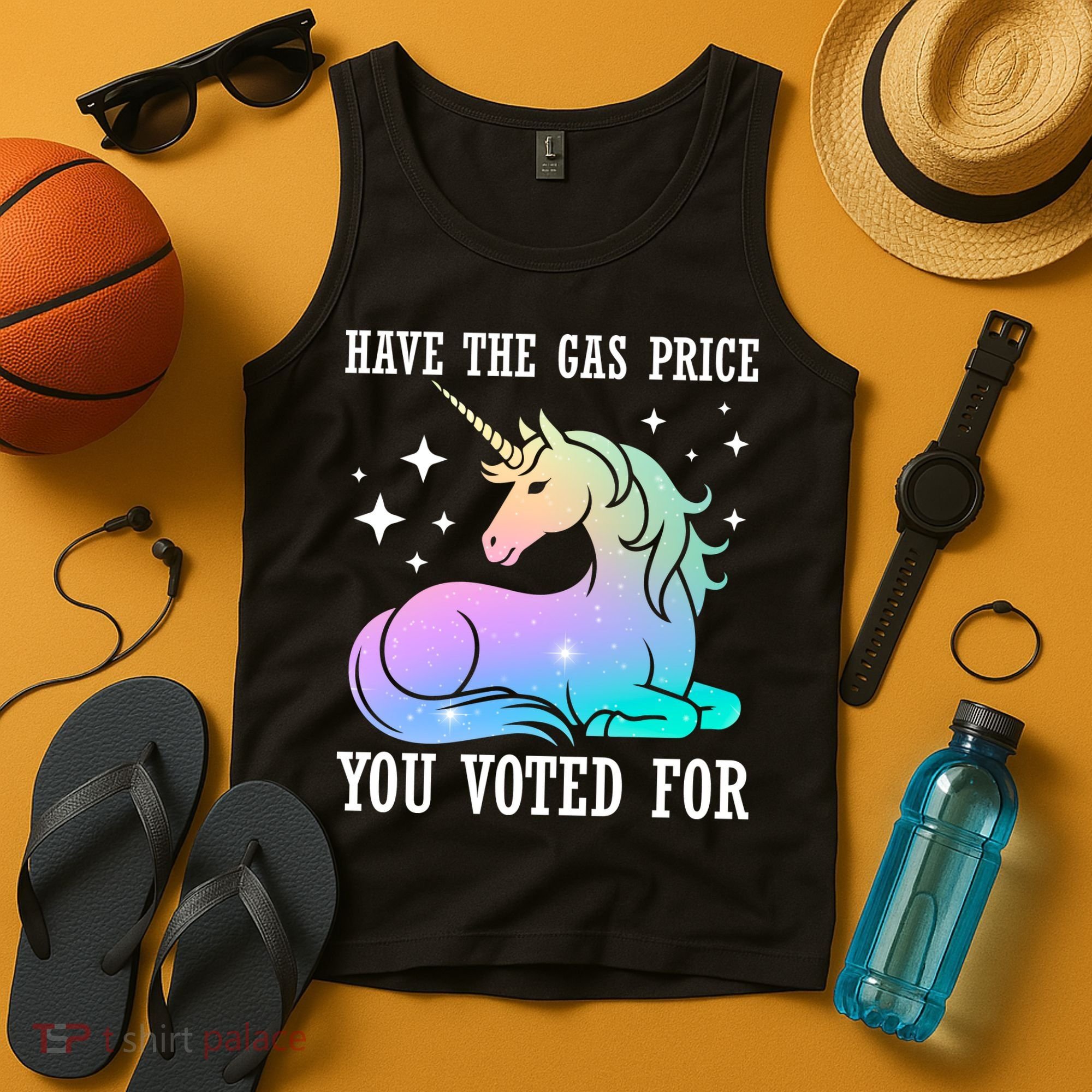 Rainbow Unicorn Gas Price Funny Liberal Tank Top
