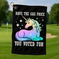 Rainbow Unicorn Gas Price Funny Liberal Golf Towel thumb 1