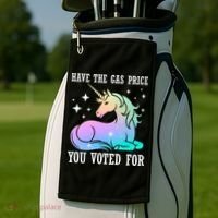 Rainbow Unicorn Gas Price Funny Liberal Golf Towel thumb 2
